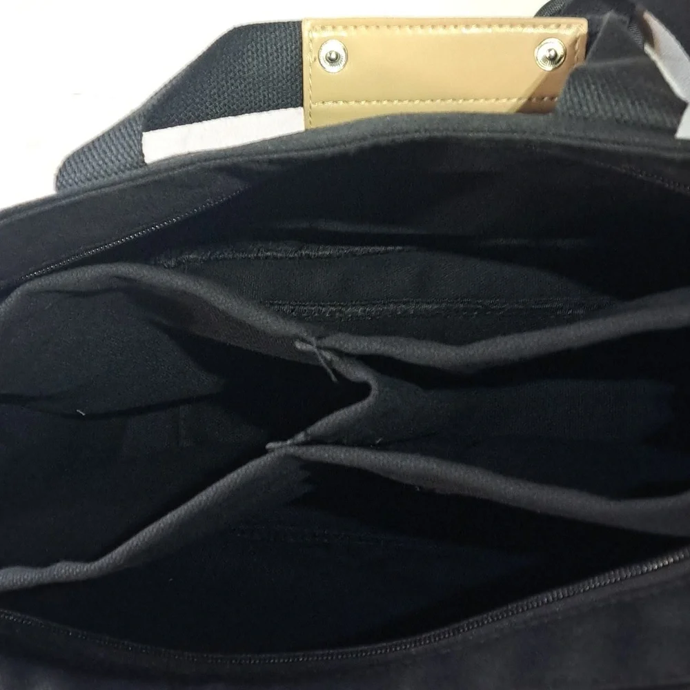 Stylish Black Canvas and Tan Accents Tote Bag
